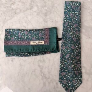 Silk Green Alain Figuret Paisley Tie and Pocket Square Set